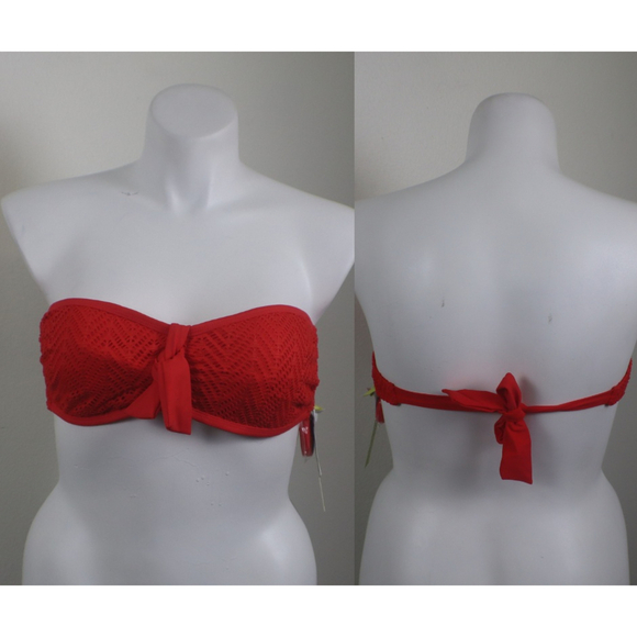 Gianni Bini Size L Red Crochet Bandeau Swim NEW Beach Pool Resort Vacation Top - Picture 4 of 5